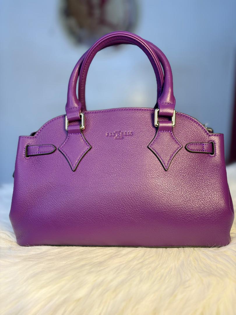 Sac à Main en Cuir Grainé – Violet Prune