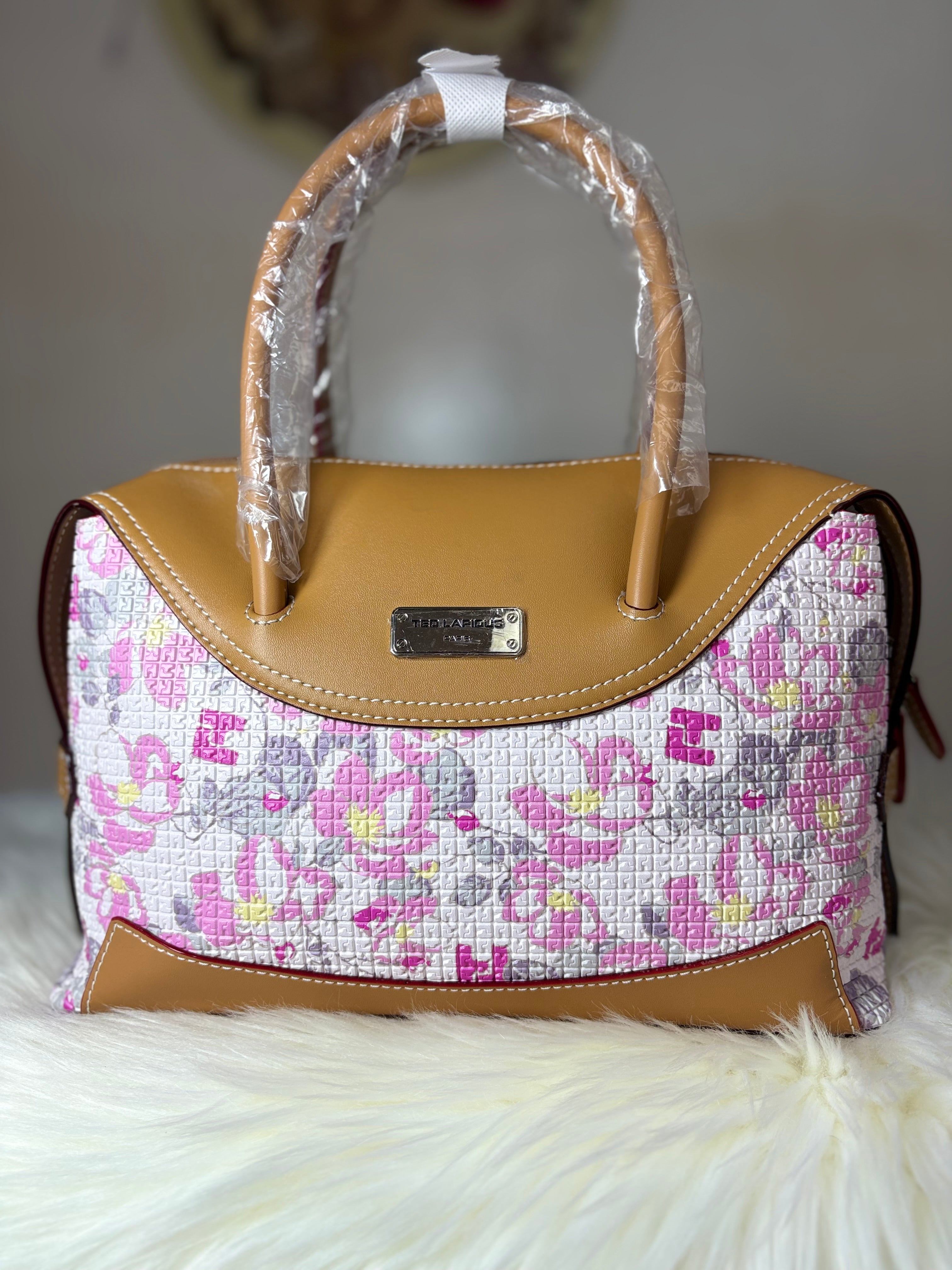Sac à main Ted Lapidus Paris – Modèle élégant imprimé avec poignées camel