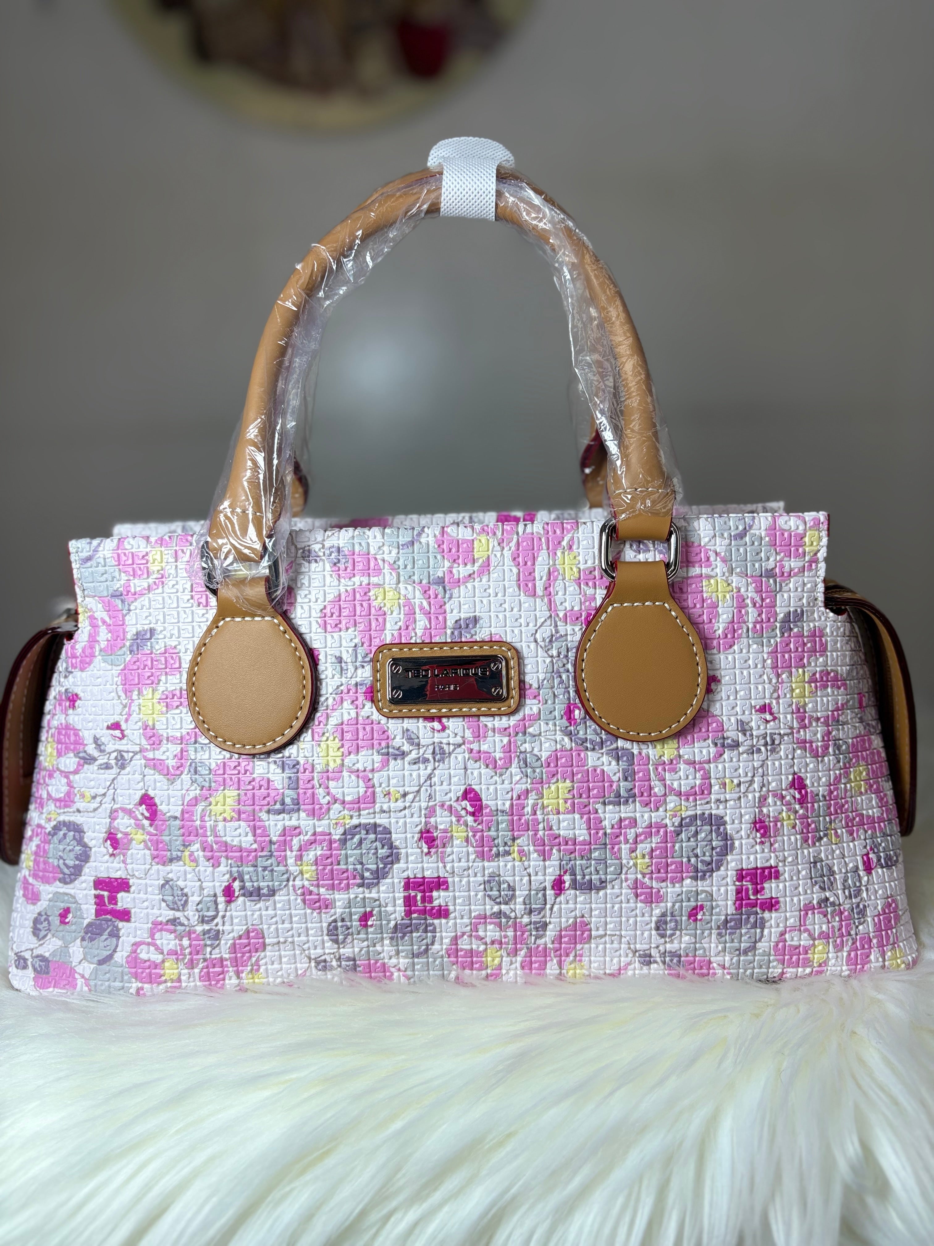 Sac à Main Ted Lapidus Floral Rose & Blanc – Élégant et Chic