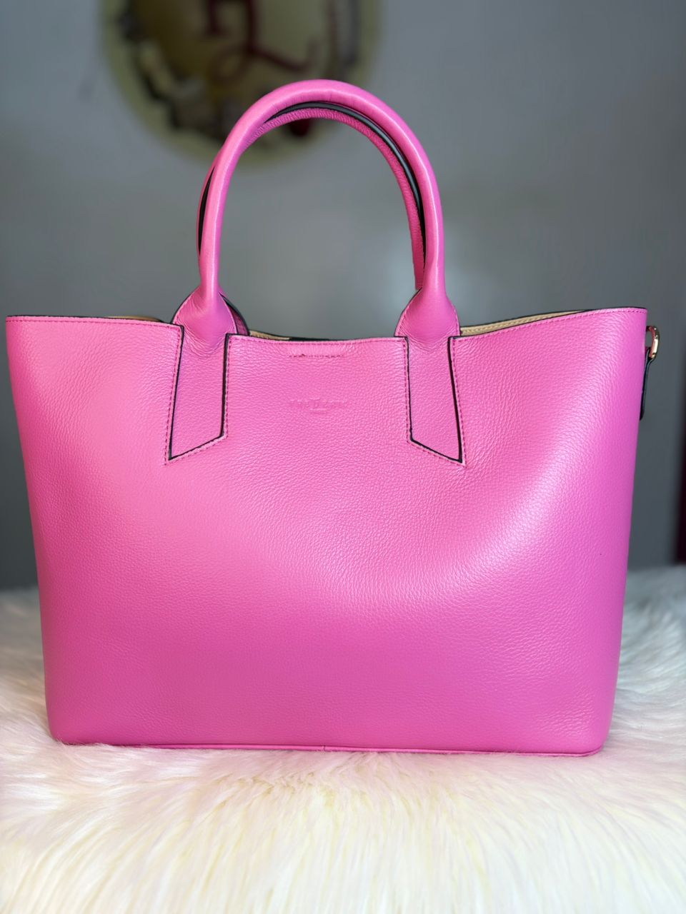 Sac Tote en Cuir Véritable – Rouge & Rose | Le Paradis de Lynn