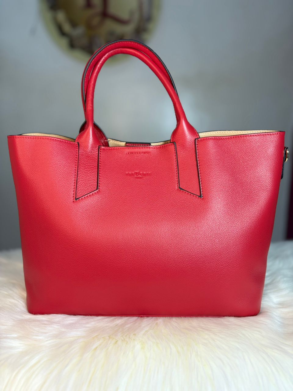 Sac Tote en Cuir Véritable – Rouge & Rose | Le Paradis de Lynn